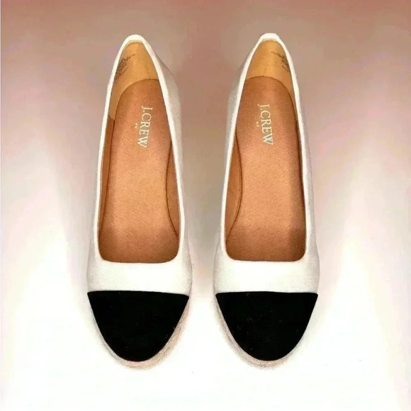 J Crew Women’s Cap-toe canvas espadrille wedges Size- 7 - Picture 2 of 12